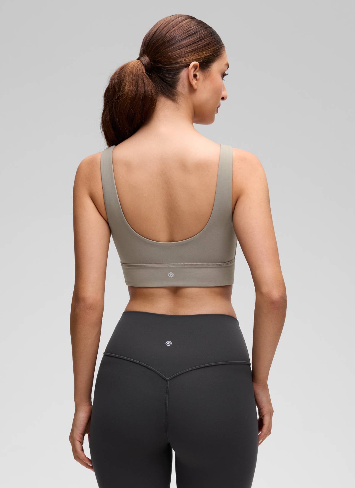 CRZ YOGA Damen Butterluxe U Back Ohne Buegel Longline  Sport BH Warmes Aschgrau