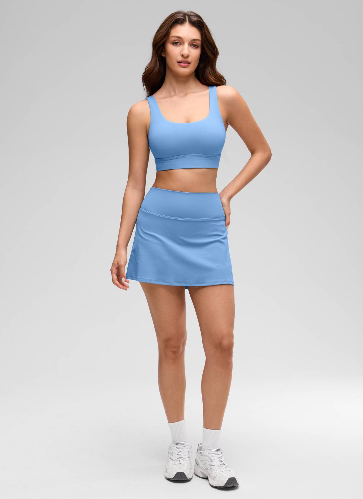 CRZ YOGA Damen Butterluxe U Back Ohne Buegel Longline  Sport BH Party Blau