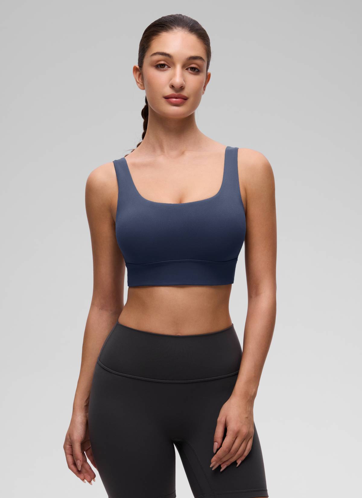 CRZ YOGA Damen Butterluxe U Back Ohne Buegel Longline Sport BH Club Blau