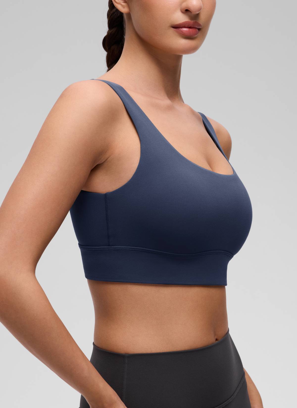 CRZ YOGA Damen Butterluxe U Back Ohne Buegel Longline Sport BH Club Blau