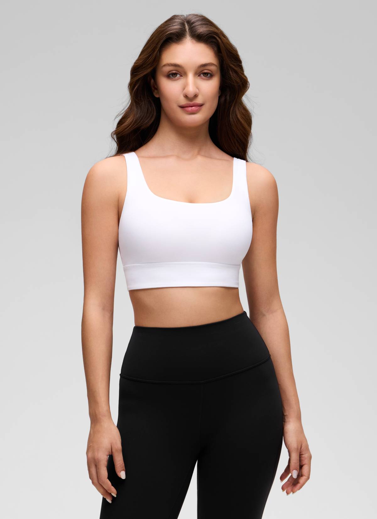 CRZ YOGA Damen Butterluxe U Back Ohne Buegel Longline  Sport BH Weiss