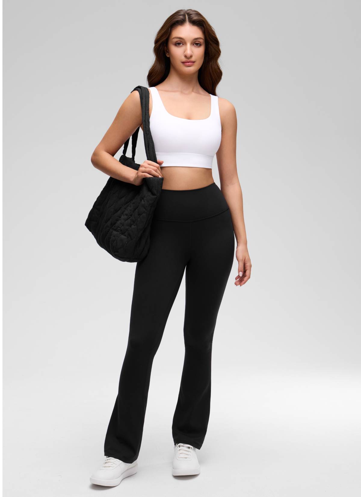 CRZ YOGA Damen Butterluxe U Back Ohne Buegel Longline  Sport BH Weiss