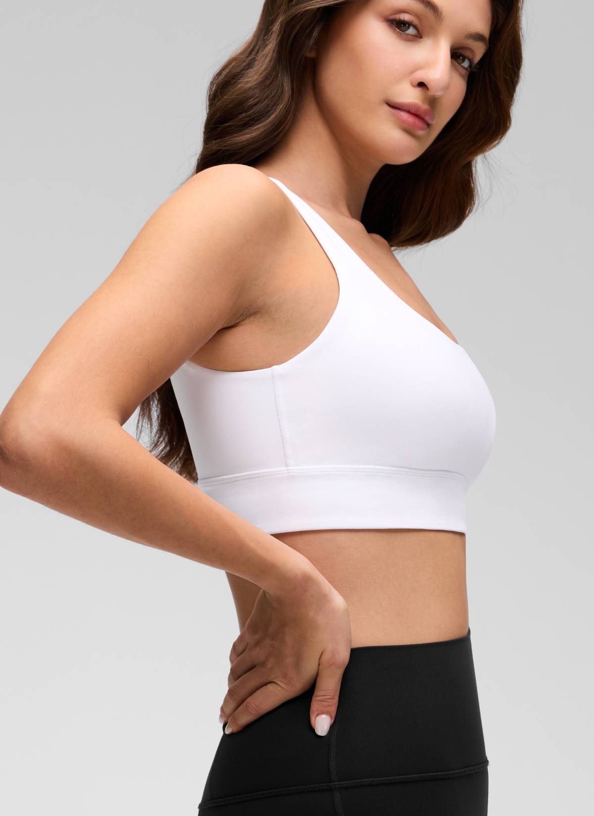 CRZ YOGA Damen Butterluxe U Back Ohne Buegel Longline  Sport BH Weiss