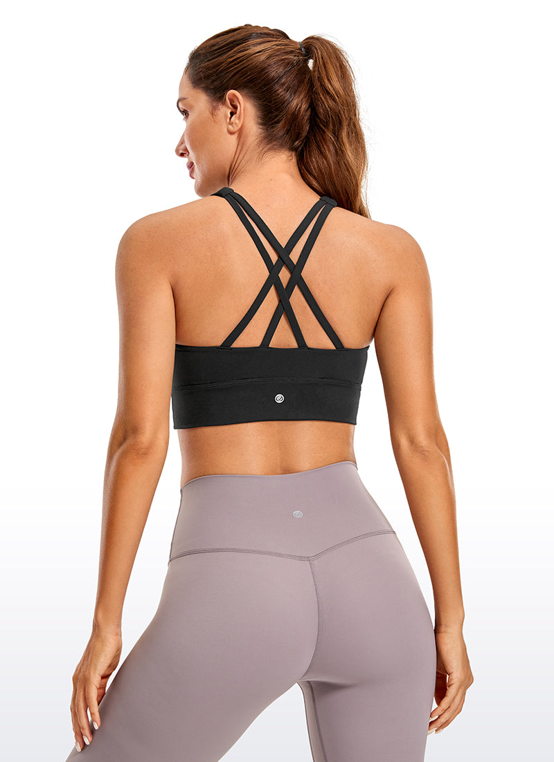 CRZ YOGA Damen Butterluxe Cross Back Gepolstert Crop Sport BH Schwarz