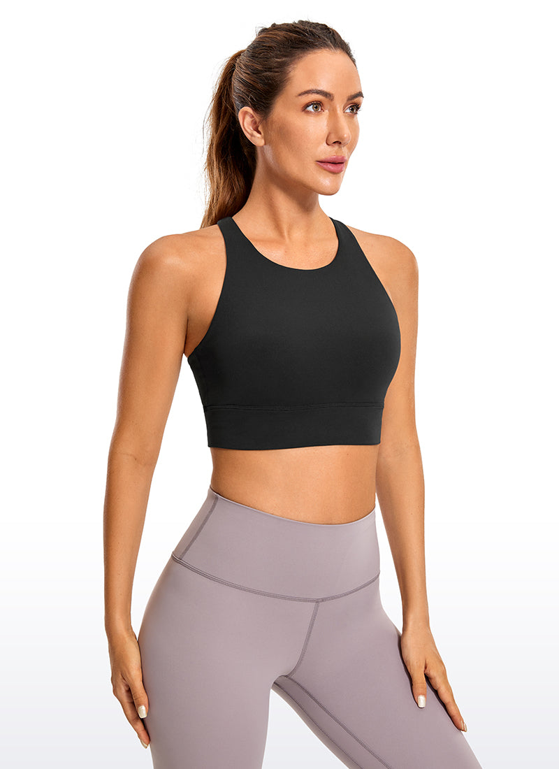 CRZ YOGA Damen Butterluxe Cross Back Gepolstert Crop Sport BH Schwarz