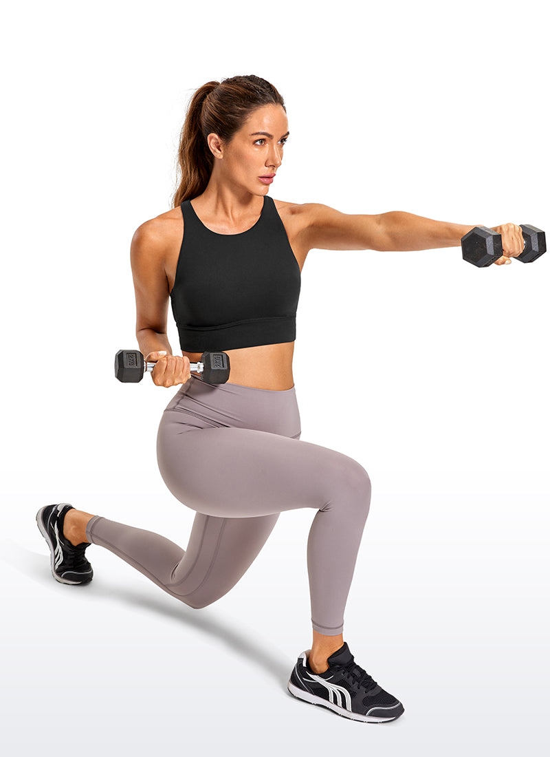 CRZ YOGA Damen Butterluxe Cross Back Gepolstert Crop Sport BH Schwarz