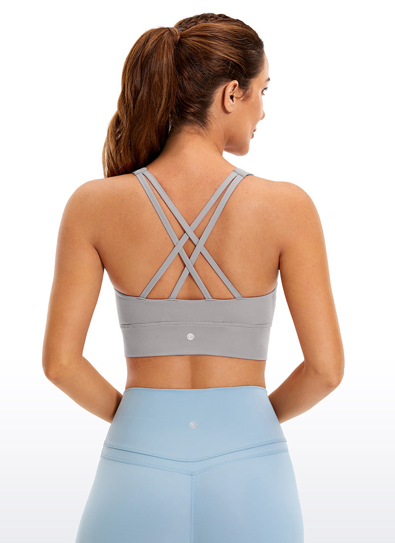 CRZ YOGA Damen Butterluxe Cross Back Gepolstert Crop Sport BH Möwe Grau