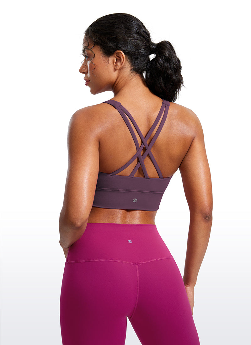 CRZ YOGA Damen Butterluxe Cross Back Gepolstert Crop Sport BH Traubendistel Violett