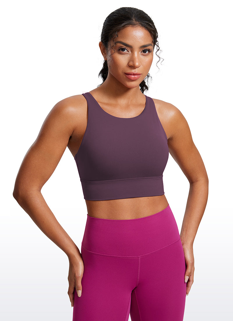 CRZ YOGA Damen Butterluxe Cross Back Gepolstert Crop Sport BH Traubendistel Violett