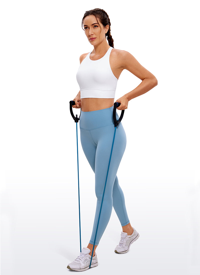 CRZ YOGA Damen Butterluxe Cross Back Gepolstert Crop Sport BH Weiss