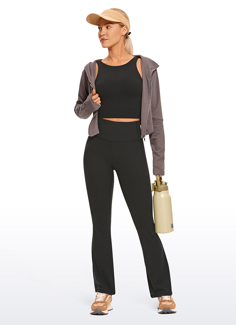 CRZ YOGA Damen Butterluxe Longline Crop High Neck U Rücken Sport BH Schwarz