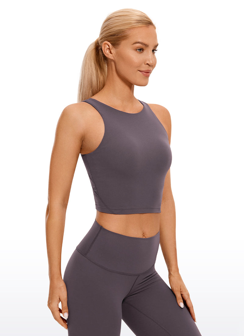 CRZ YOGA Damen Butterluxe Longline Crop High Neck U Rücken Sport BH Tornado