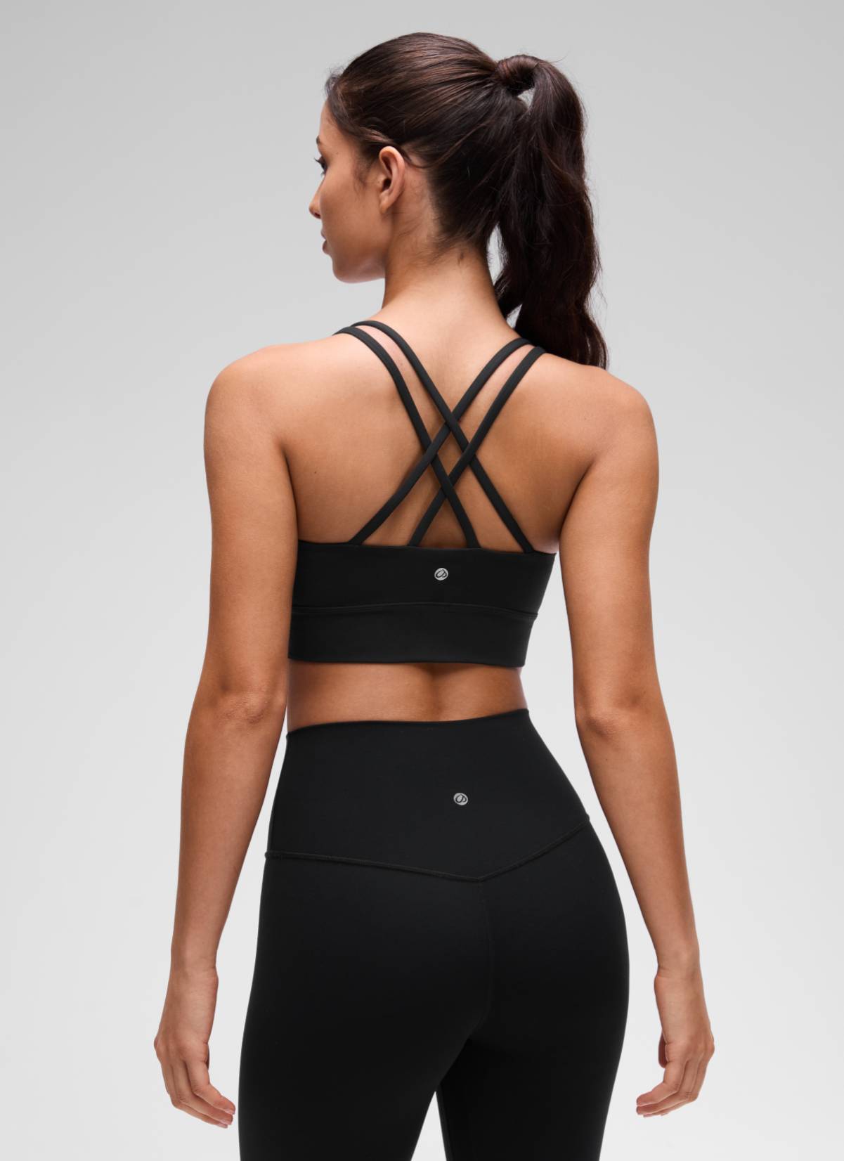 CRZ YOGA Damen Butterluxe Strappy Sport BH Ohne Bügel Schwarz