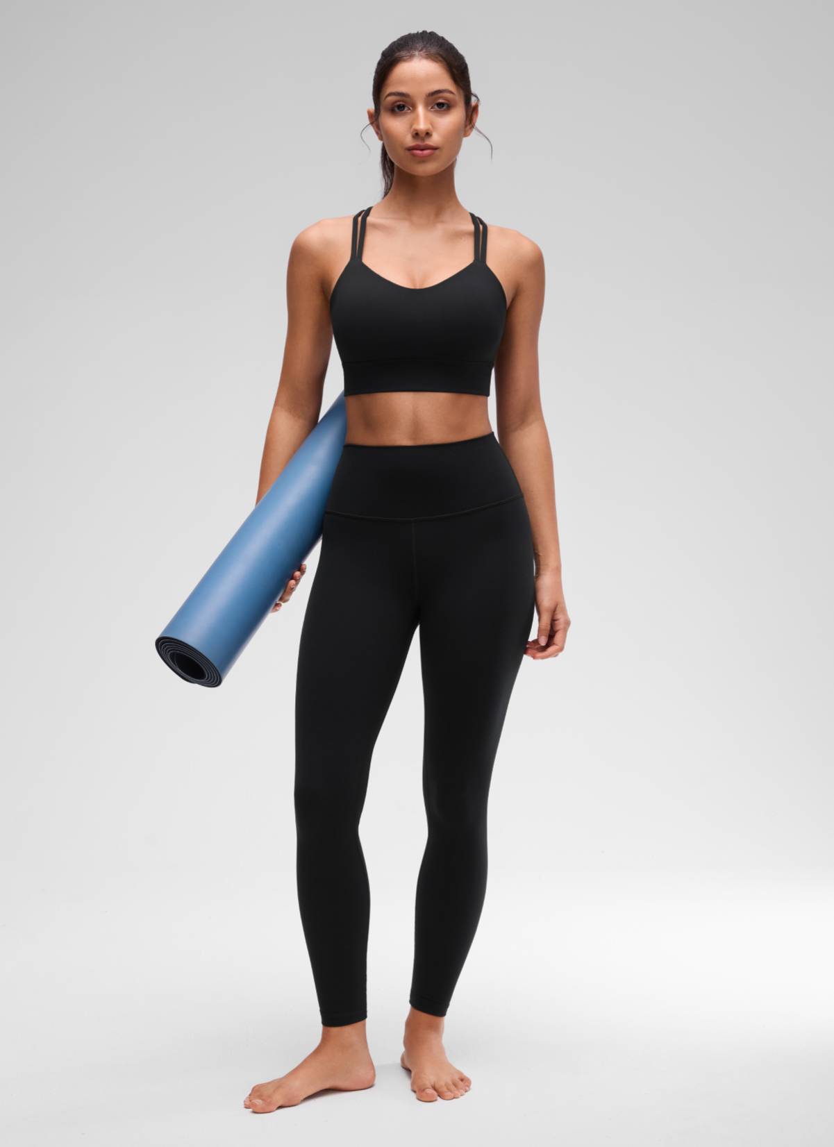 CRZ YOGA Damen Butterluxe Strappy Sport BH Ohne Bügel Schwarz