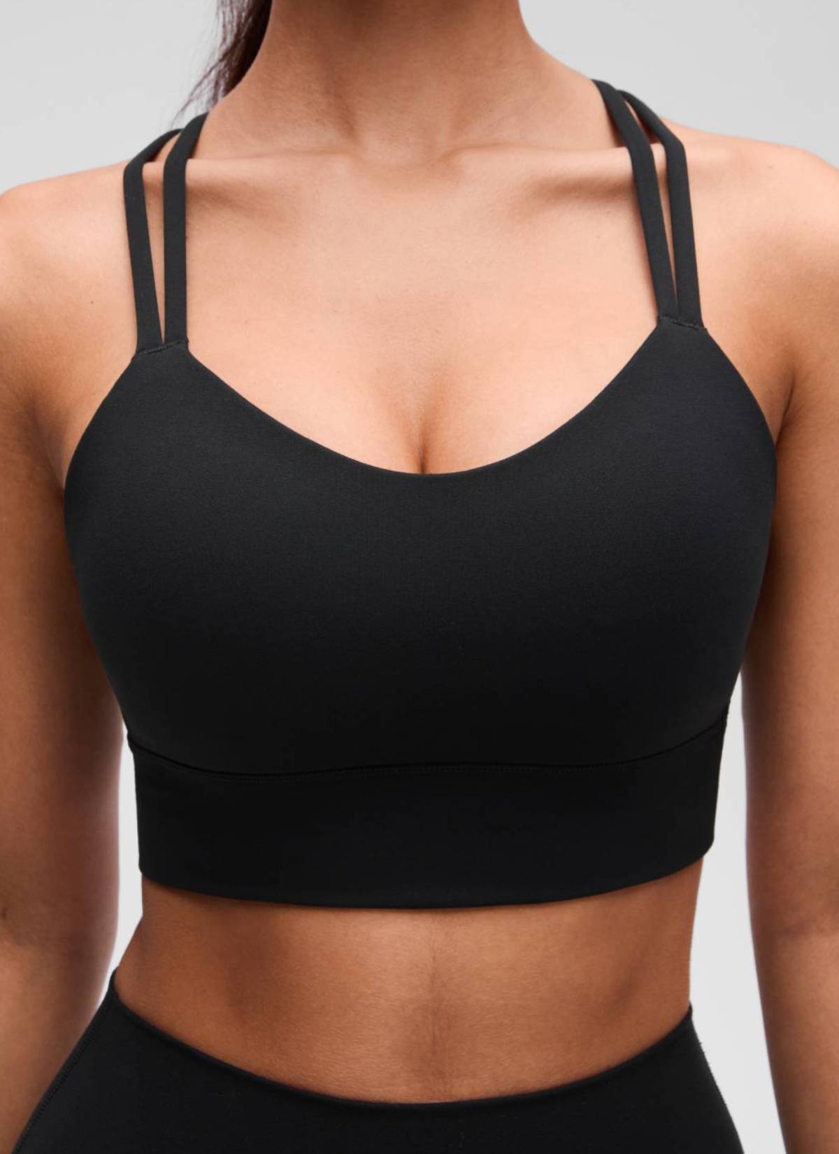 CRZ YOGA Damen Butterluxe Strappy Sport BH Ohne Bügel Schwarz