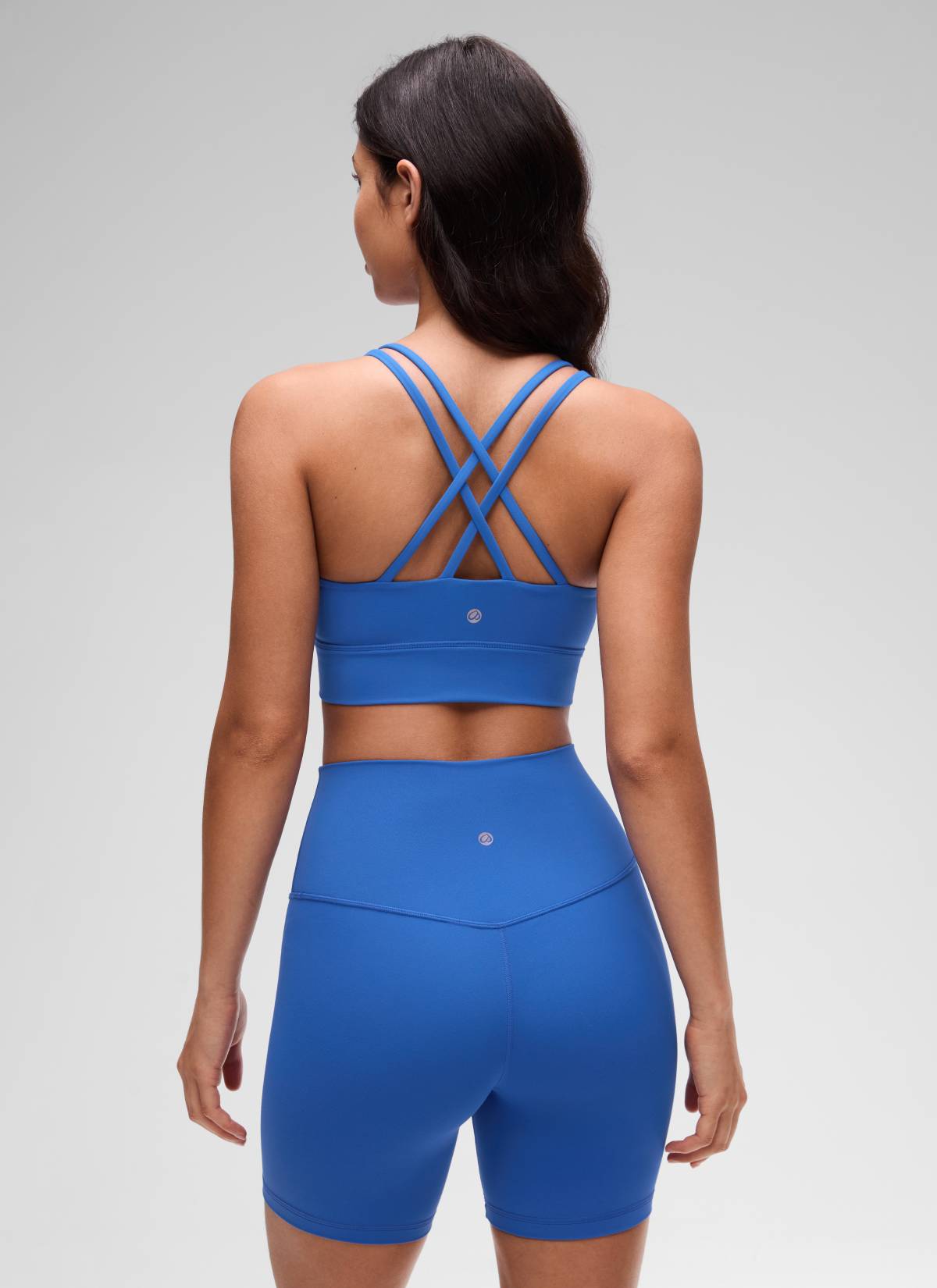 CRZ YOGA Damen Butterluxe Strappy Sport BH Ohne Bügel Funkelndes Blau