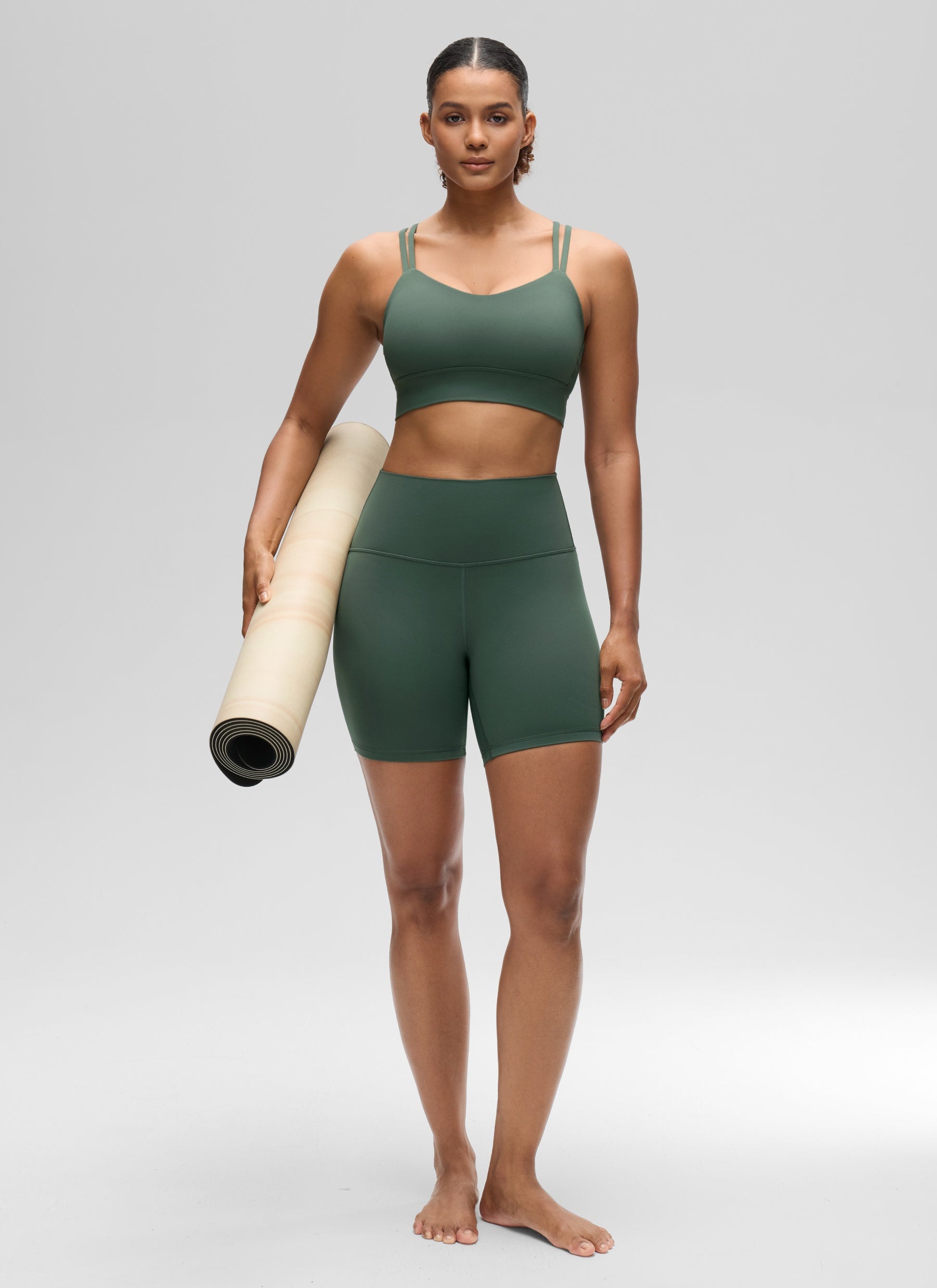 CRZ YOGA Damen Butterluxe Strappy Sport BH Ohne Bügel Dunkles Waldgrün