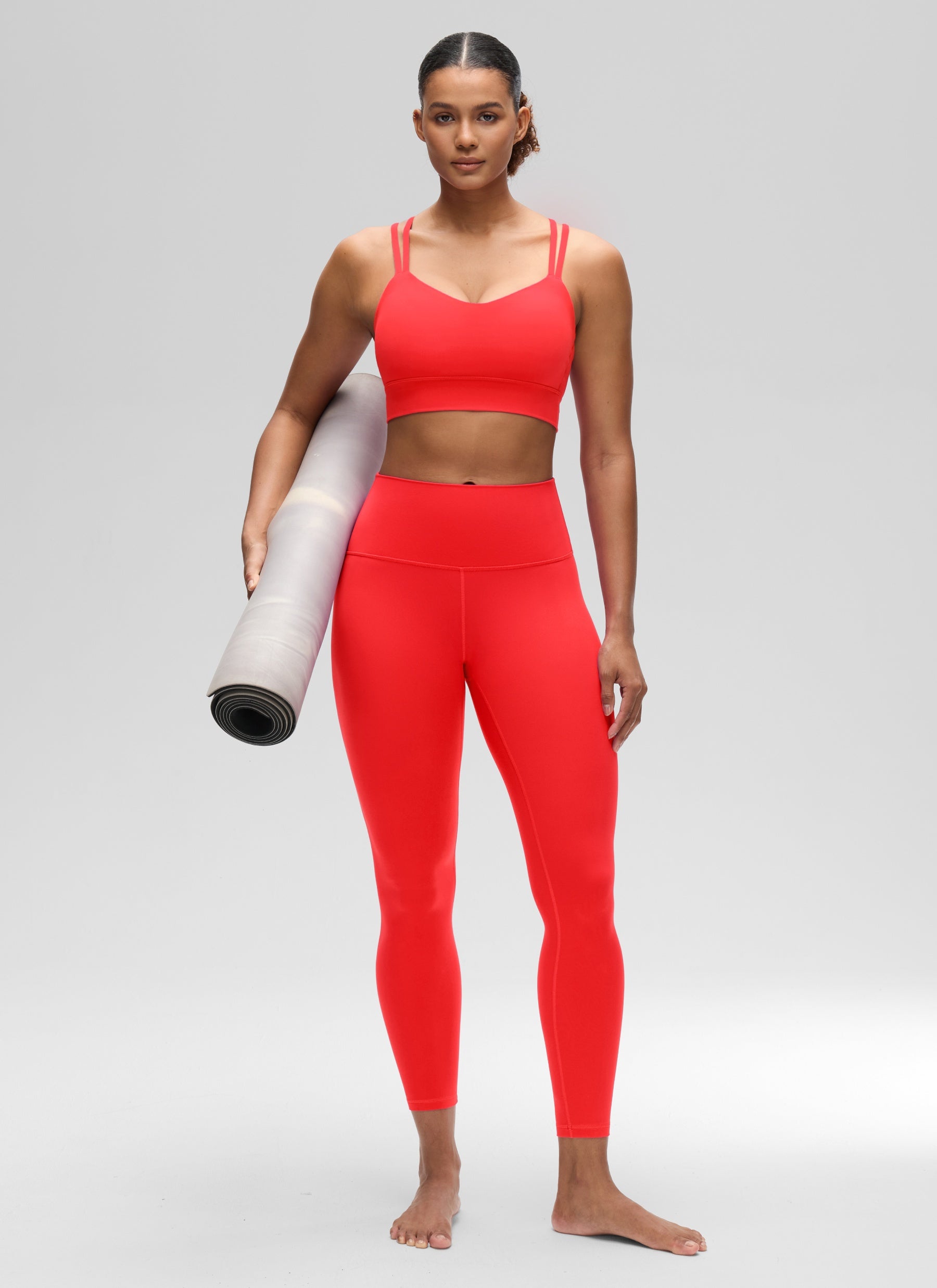 CRZ YOGA Damen Butterluxe Strappy Sport BH Ohne Bügel Tiefrot