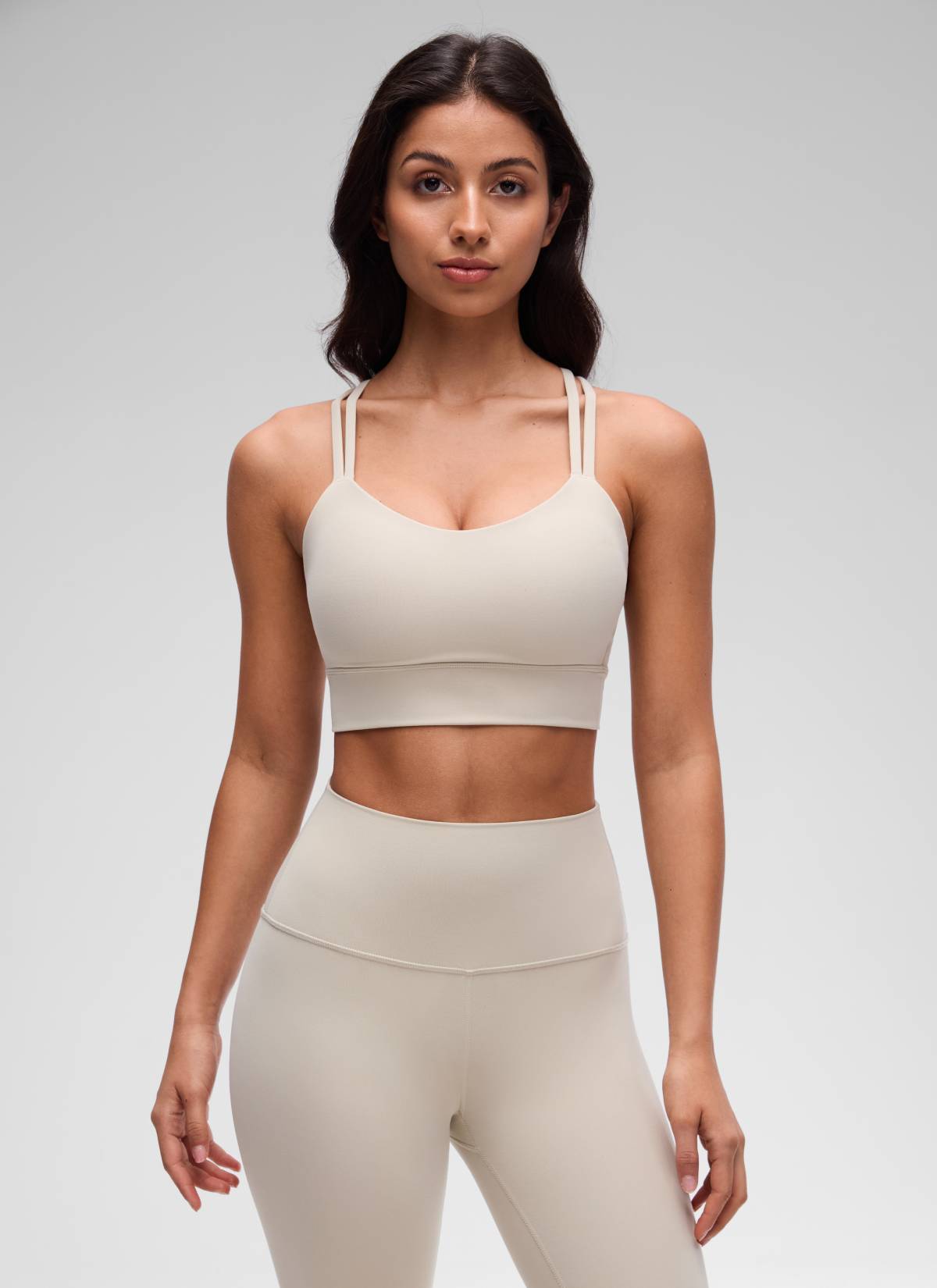 CRZ YOGA Damen Butterluxe Strappy Sport BH Ohne Bügel Mojave-Braun