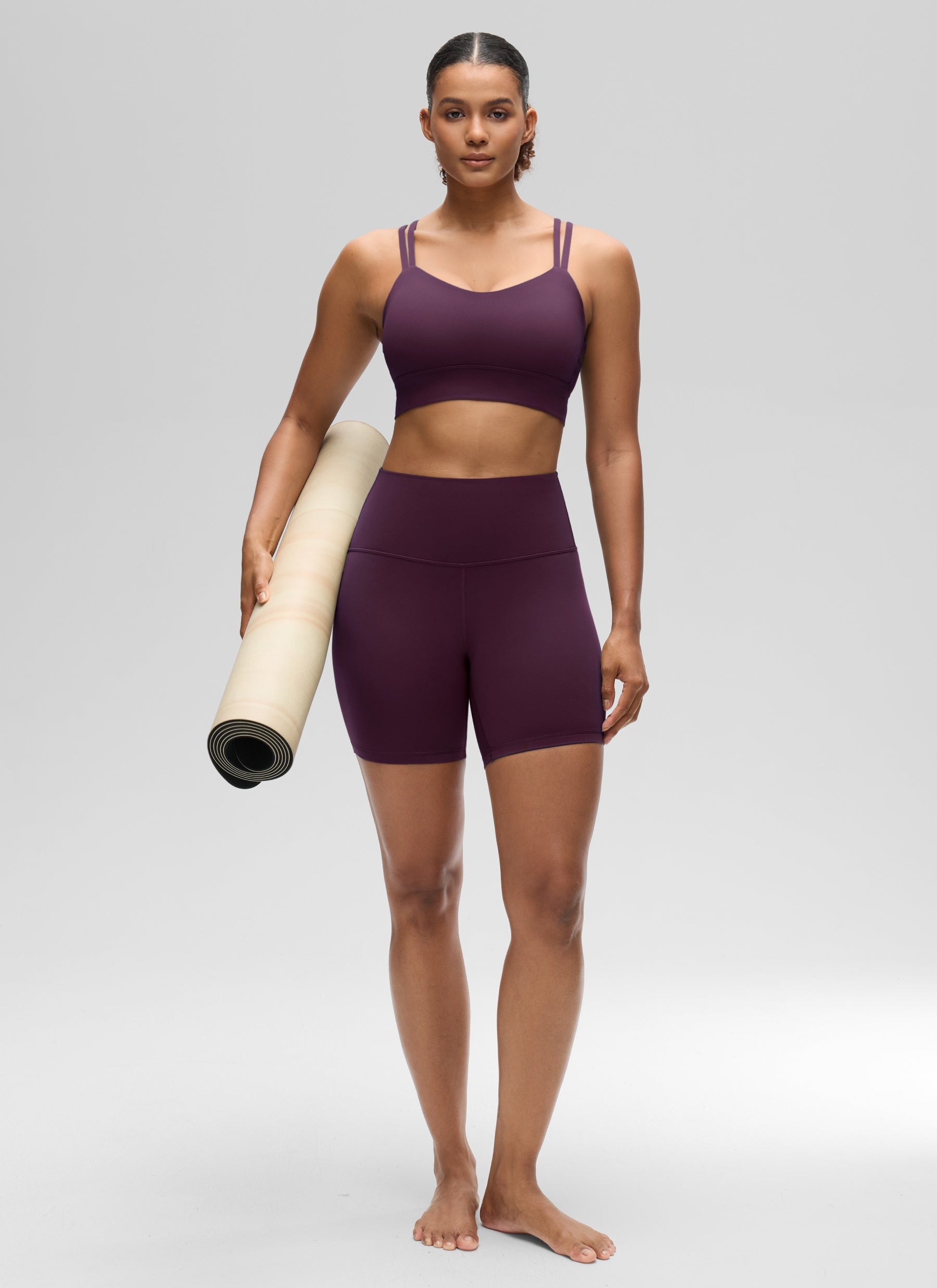 CRZ YOGA Damen Butterluxe Strappy Sport BH Ohne Bügel Dunkellila