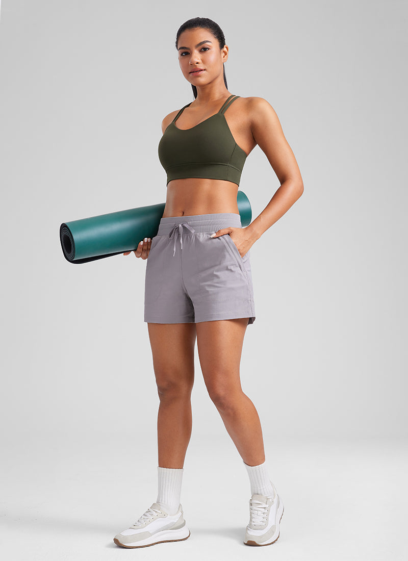 CRZ YOGA Damen Butterluxe Strappy Sport BH Ohne Bügel Olivgrün