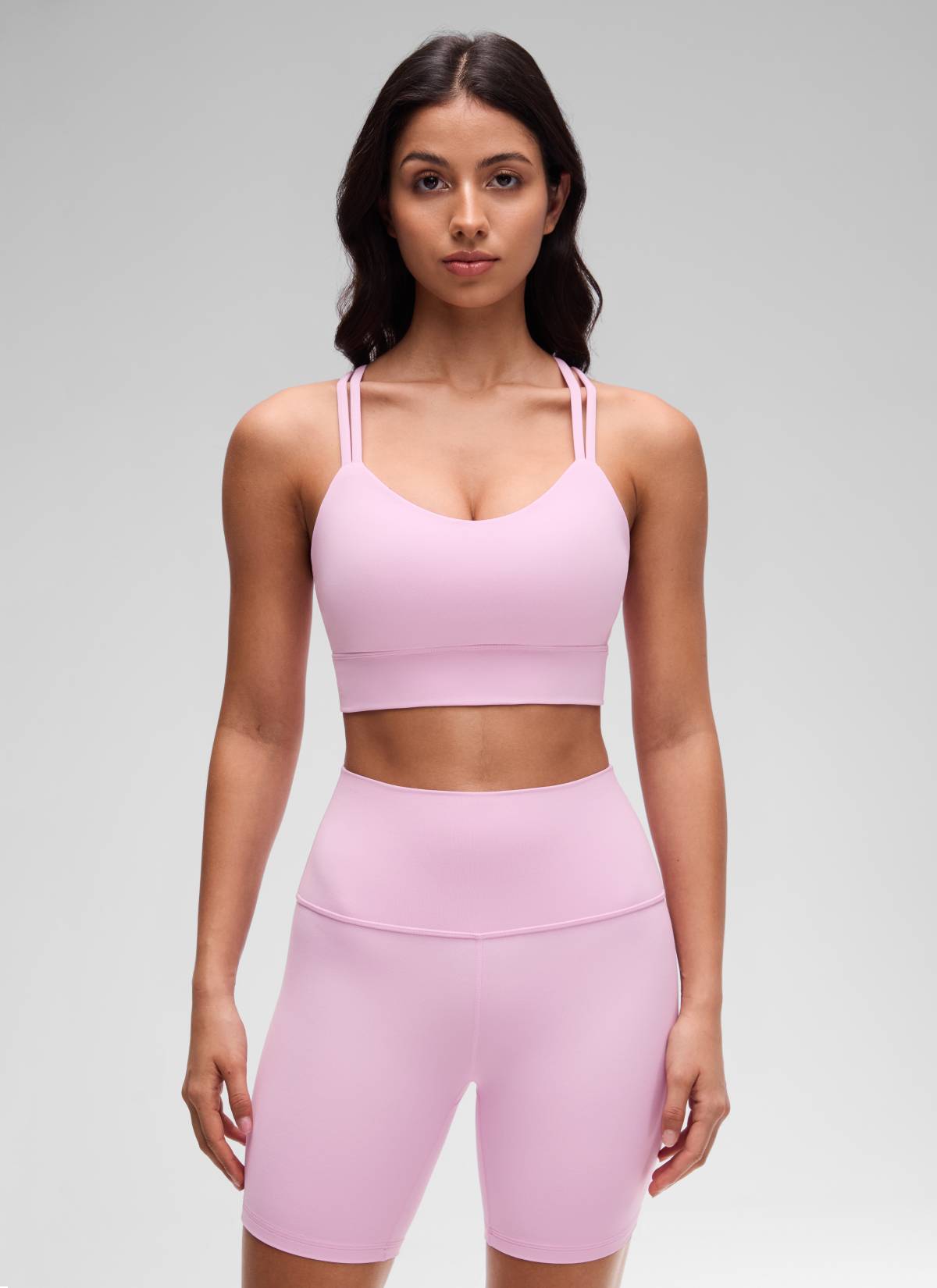 CRZ YOGA Damen Butterluxe Strappy Sport BH Ohne Bügel Vita Rosa