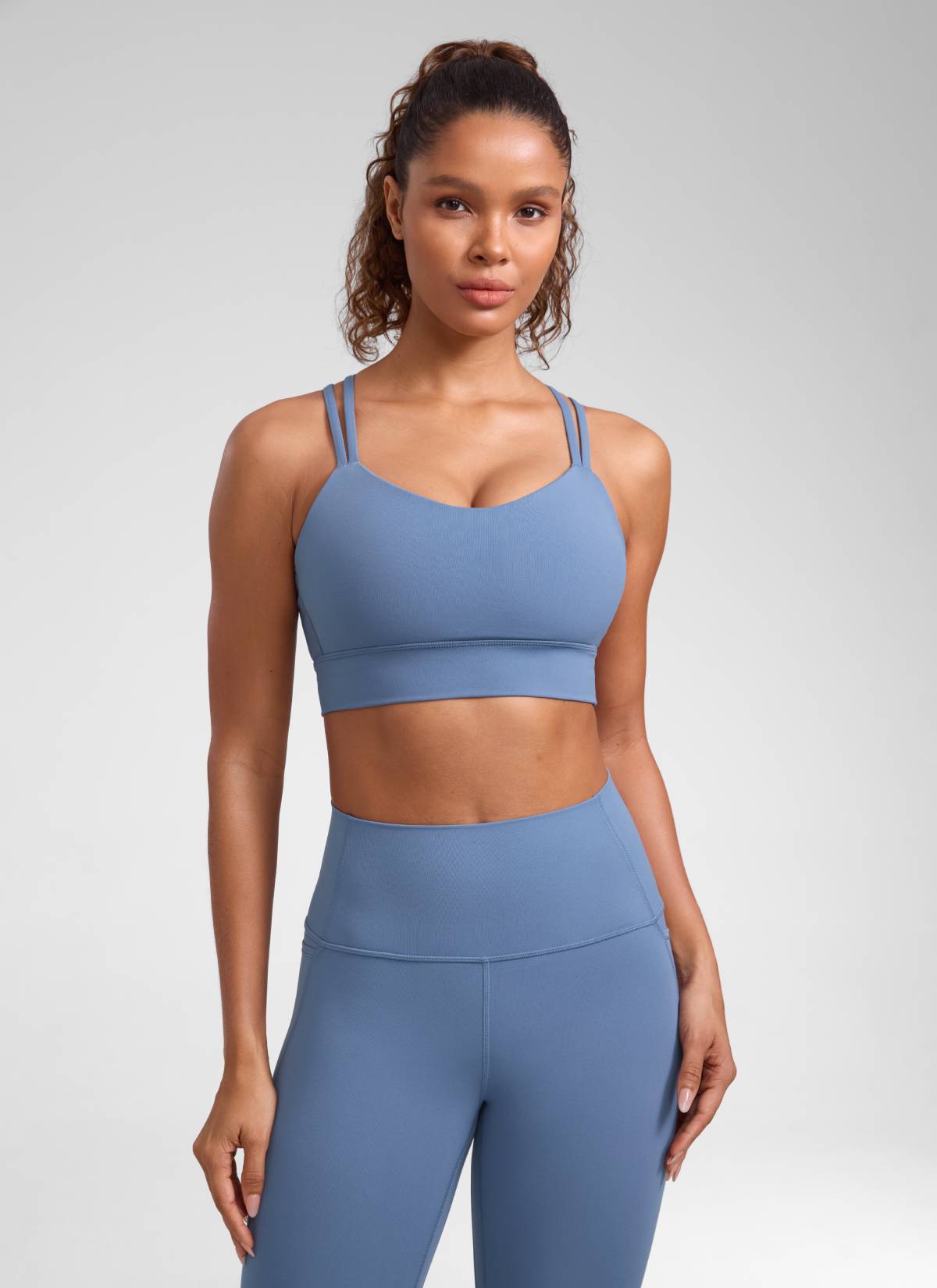 CRZ YOGA Damen Butterluxe Strappy Sport BH Ohne Bügel Oase Blau