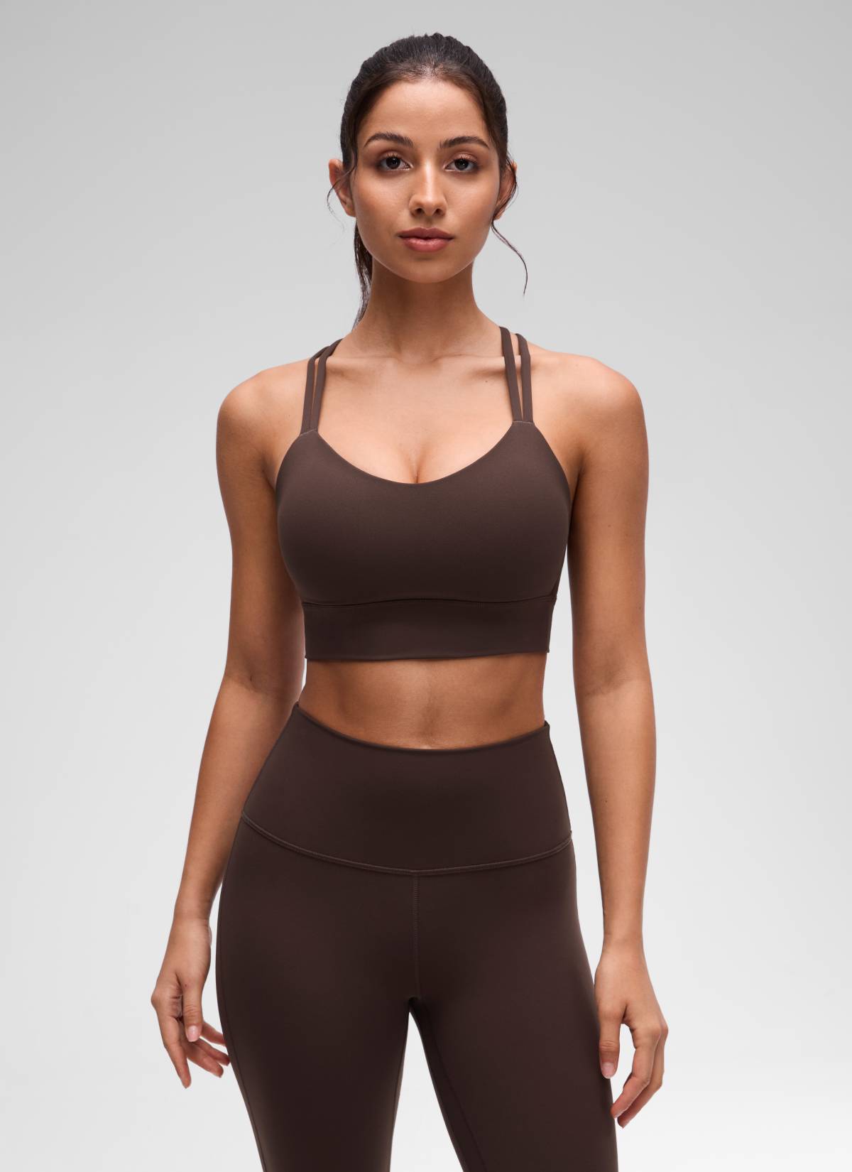CRZ YOGA Damen Butterluxe Strappy Sport BH Ohne Bügel Heißes Fudge-Brown