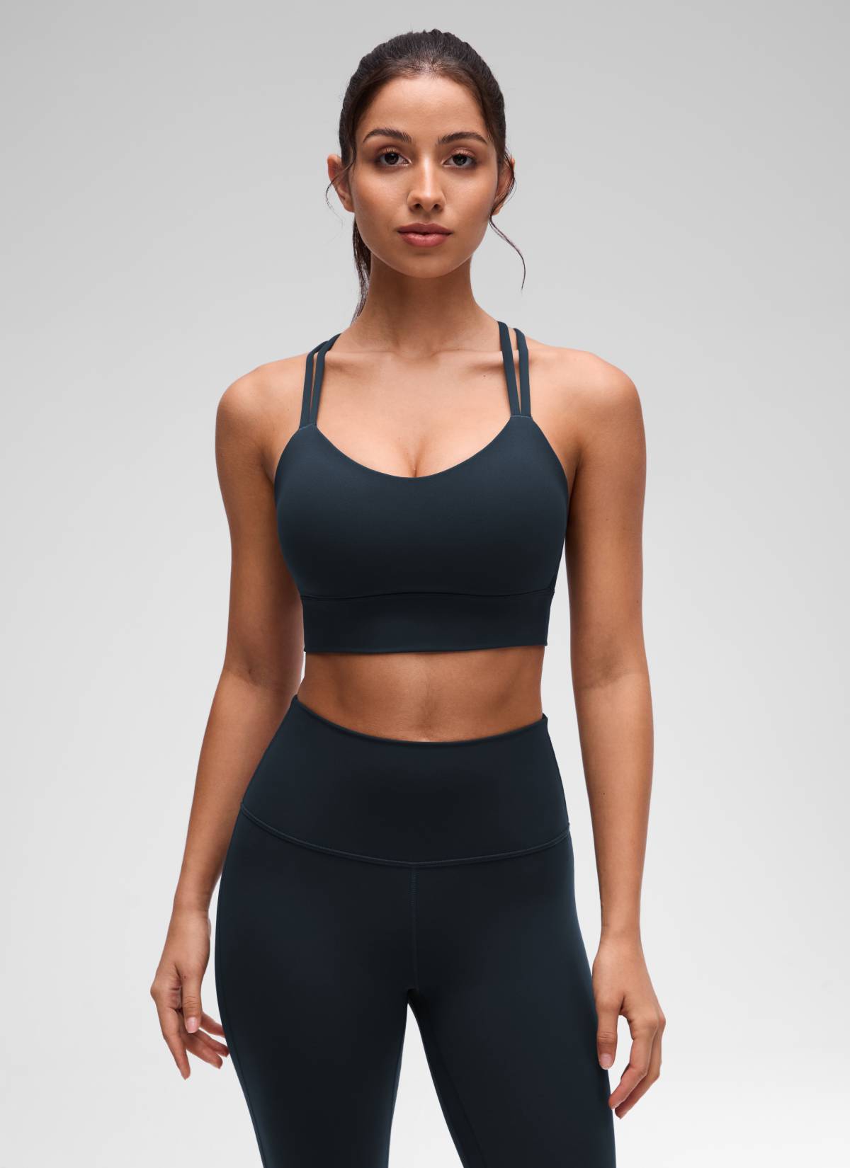 CRZ YOGA Damen Butterluxe Strappy Sport BH Ohne Bügel Echte Marine