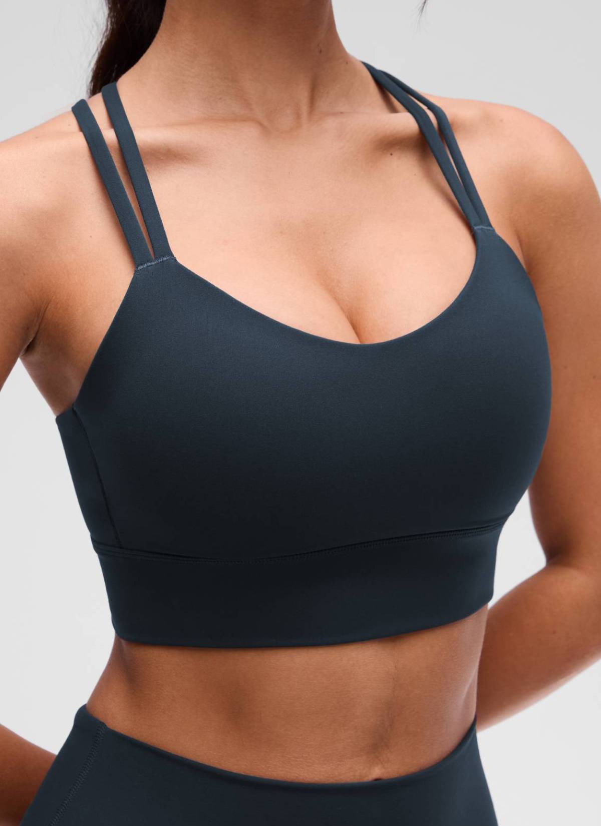 CRZ YOGA Damen Butterluxe Strappy Sport BH Ohne Bügel Echte Marine