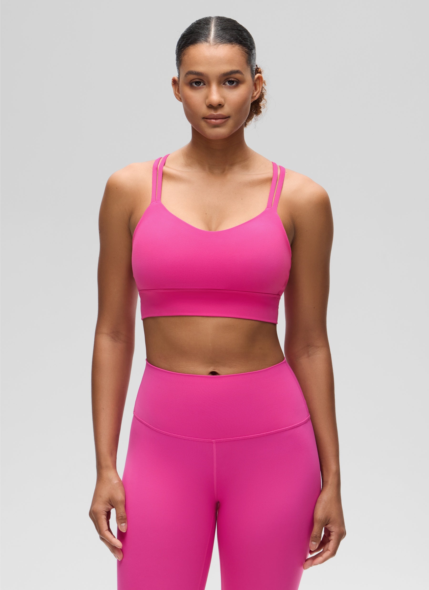 CRZ YOGA Damen Butterluxe Strappy Sport BH Ohne Bügel Hibiskus-Purpur