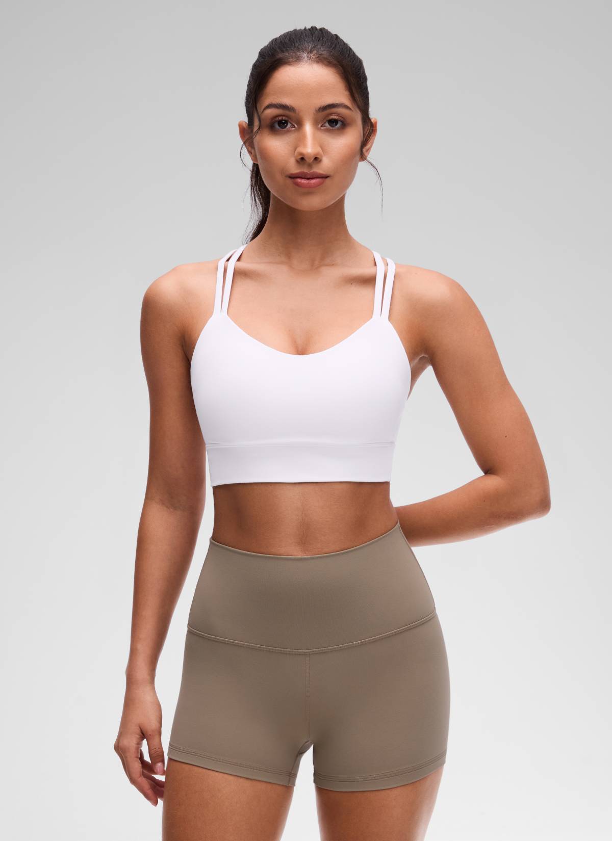 CRZ YOGA Damen Butterluxe Strappy Sport BH Ohne Bügel Weiss