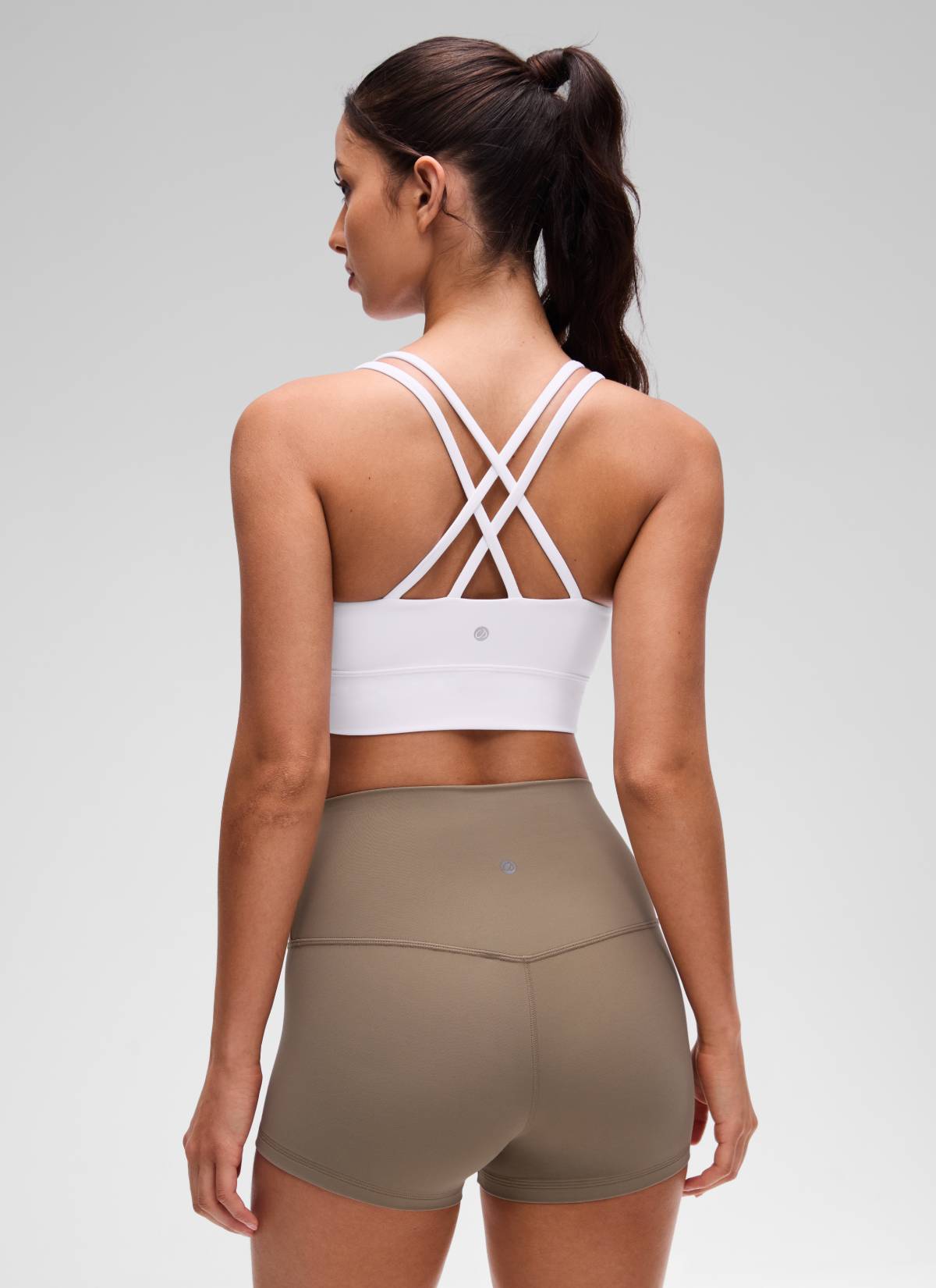 CRZ YOGA Damen Butterluxe Strappy Sport BH Ohne Bügel Weiss