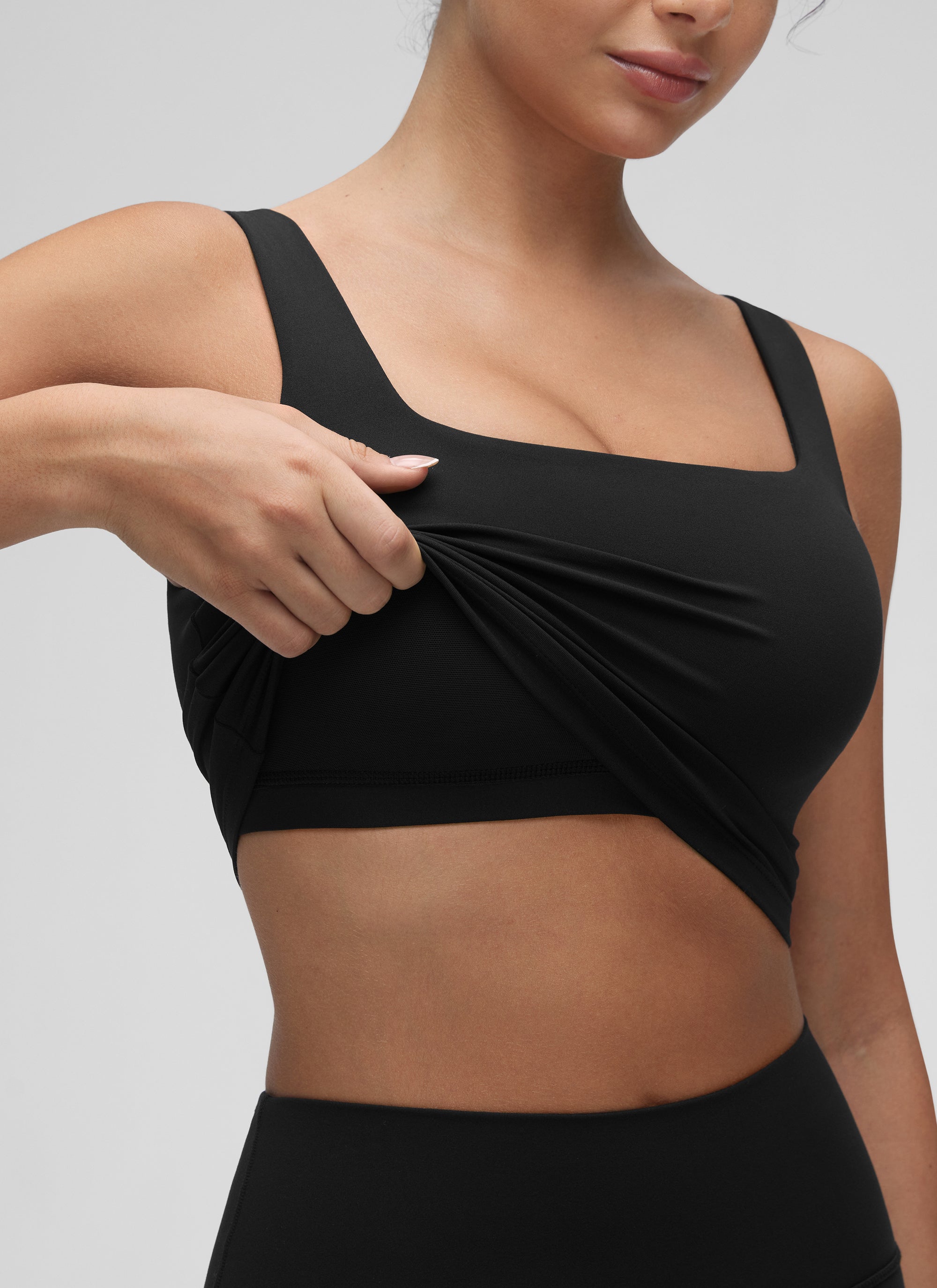 CRZ YOGA Damen Butterluxe Gepolstert Ohne Bügel Sport BH Schwarz