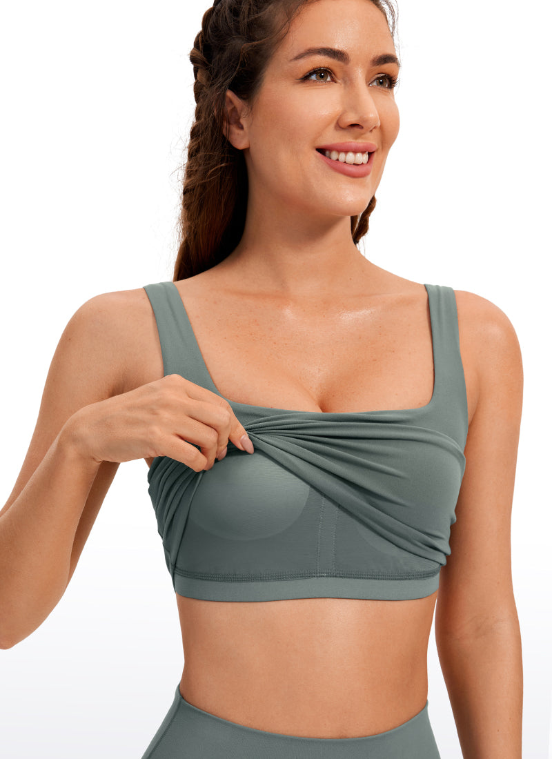 CRZ YOGA Damen Butterluxe Gepolstert Ohne Bügel Sport BH Grauer Salbei @model_info:D