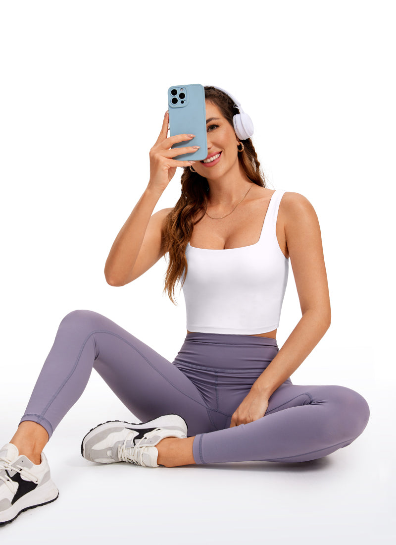 CRZ YOGA Damen Butterluxe Gepolstert Ohne Bügel Sport BH Weiss