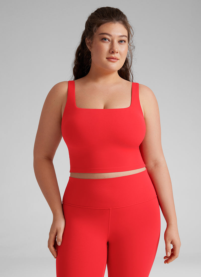 CRZ YOGA Damen Butterluxe Gepolstert Ohne Bügel Sport BH Tiefrot