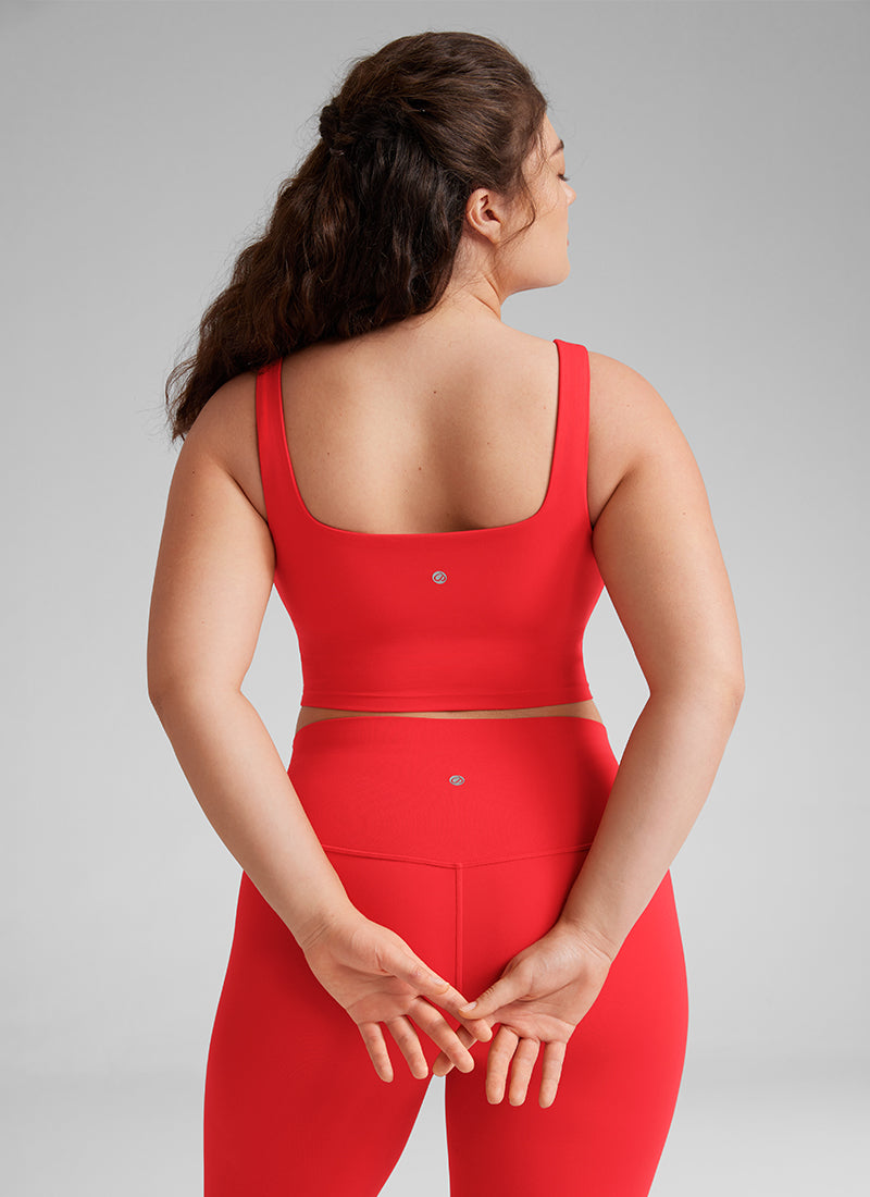 CRZ YOGA Damen Butterluxe Gepolstert Ohne Bügel Sport BH Tiefrot