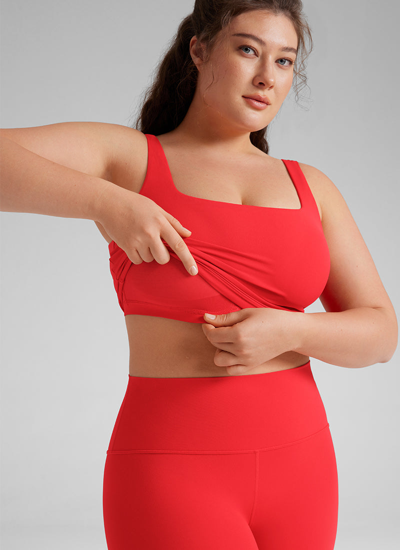 CRZ YOGA Damen Butterluxe Gepolstert Ohne Bügel Sport BH Tiefrot