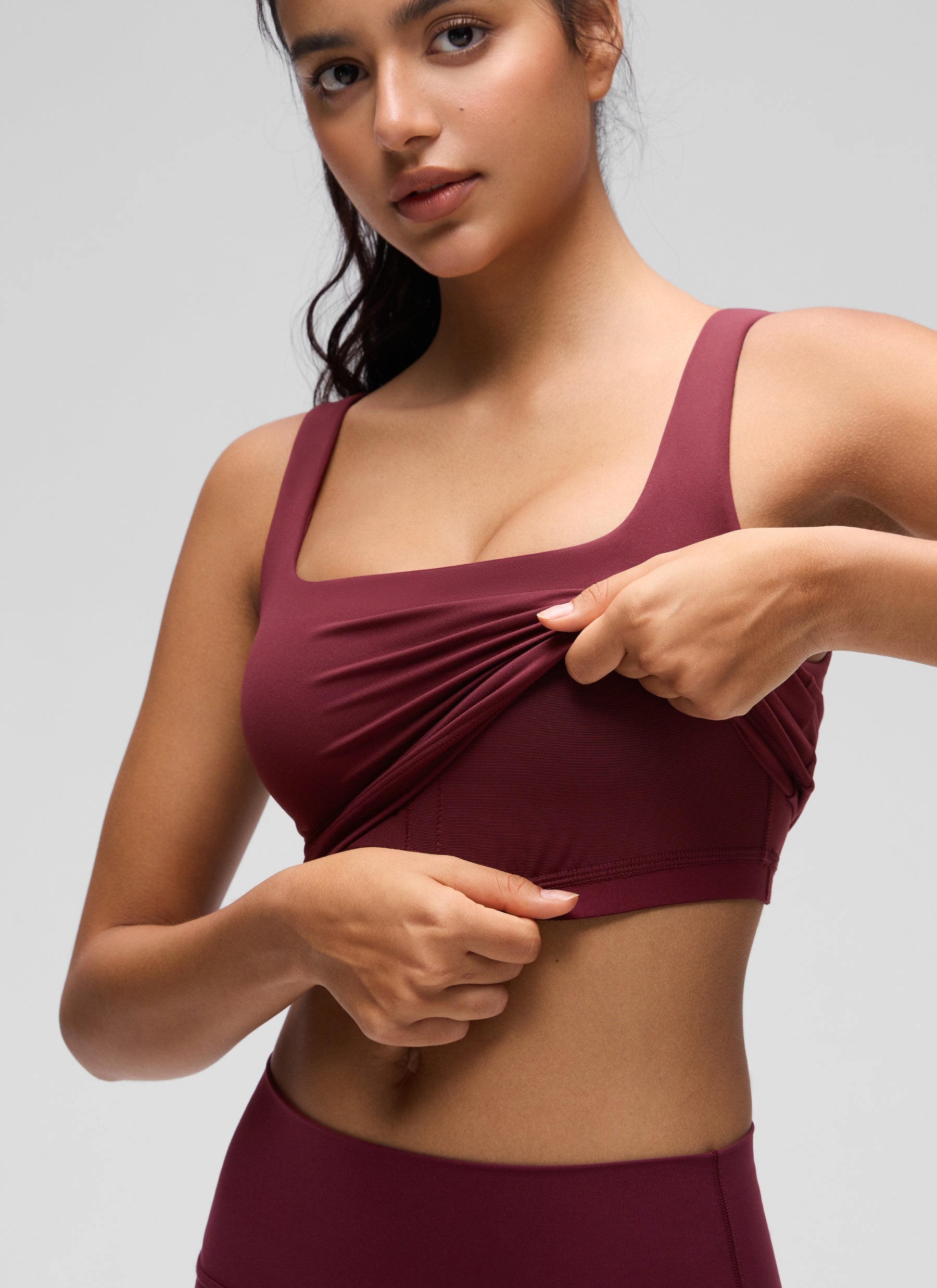 CRZ YOGA Damen Butterluxe Gepolstert Ohne Bügel Sport BH Roter Merlot