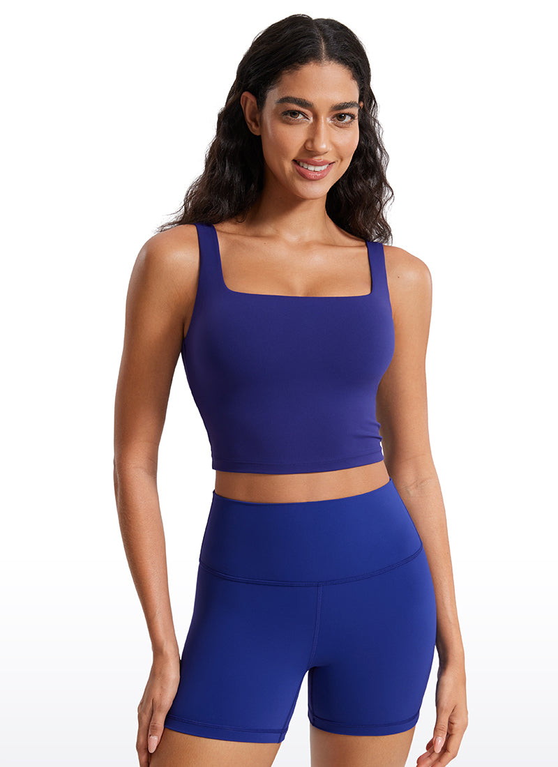 CRZ YOGA Damen Butterluxe Gepolstert Ohne Bügel Sport BH Rittersporn Blau