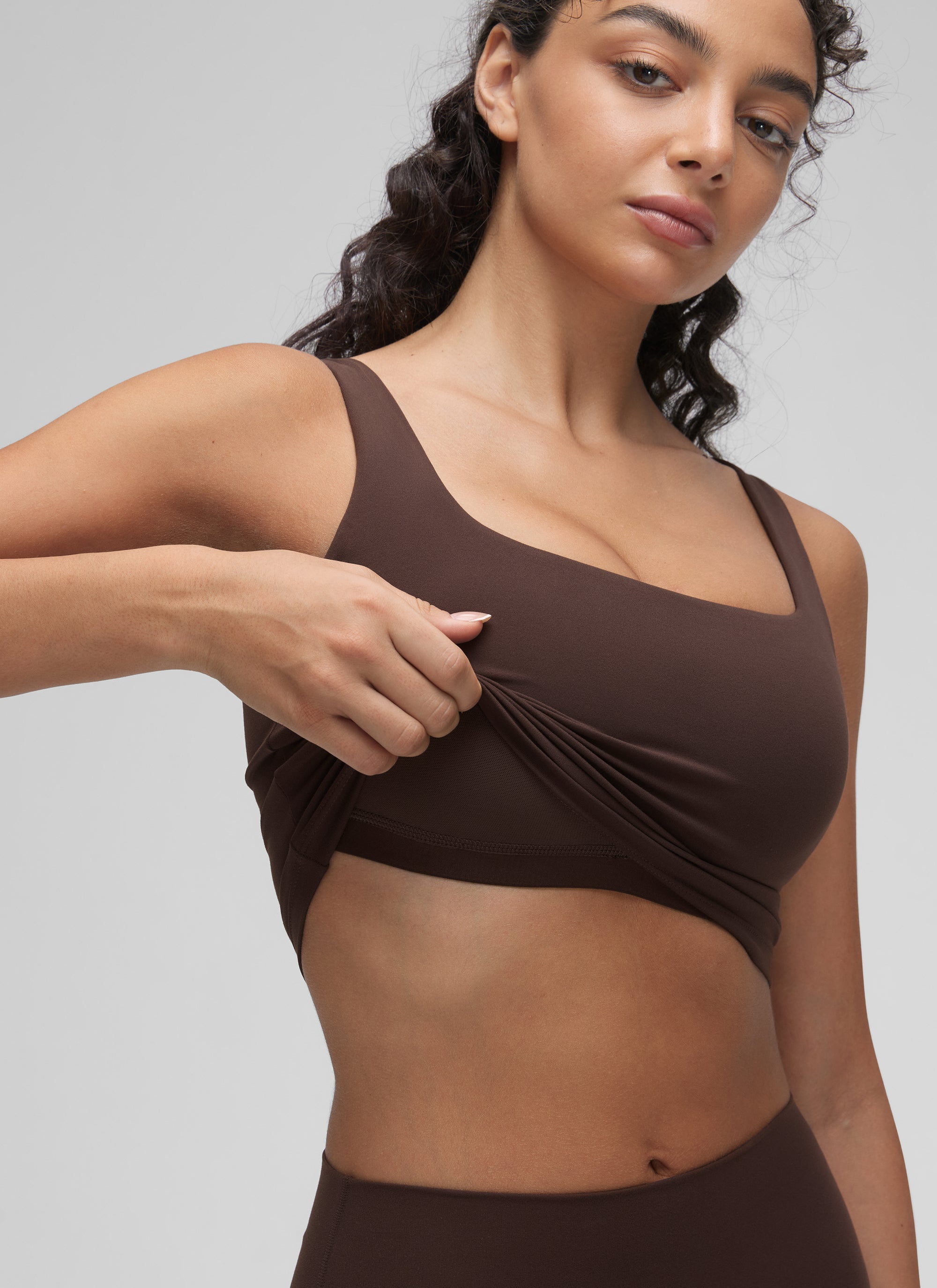 CRZ YOGA Damen Butterluxe Gepolstert Ohne Bügel Sport BH Heißes Fudge-Brown