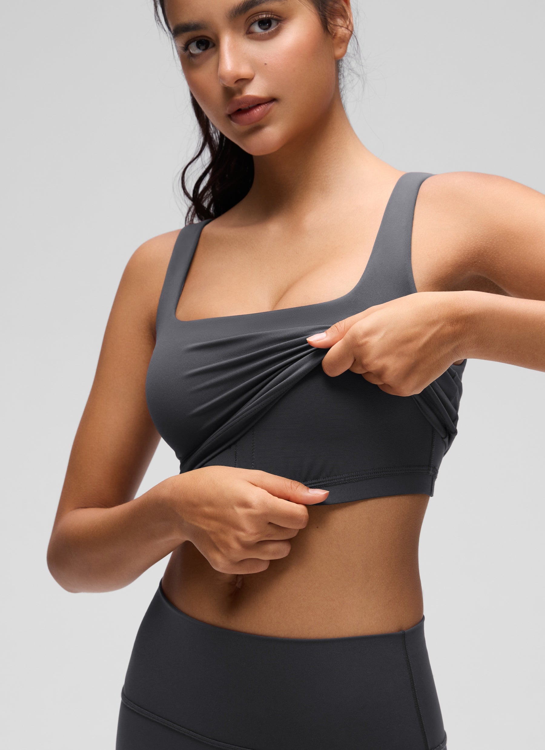 CRZ YOGA Damen Butterluxe Gepolstert Ohne Bügel Sport BH Mysteriöses Grau