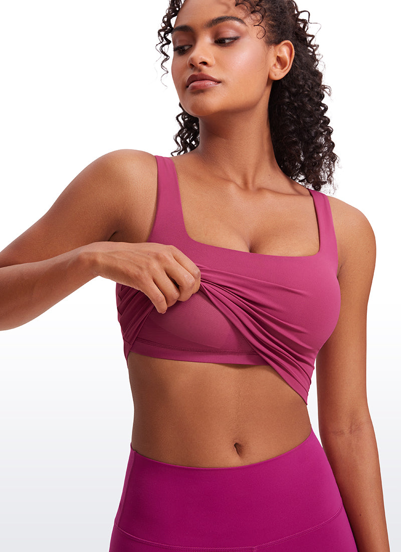 CRZ YOGA Damen Butterluxe Gepolstert Ohne Bügel Sport BH Gewaschenes Mauve