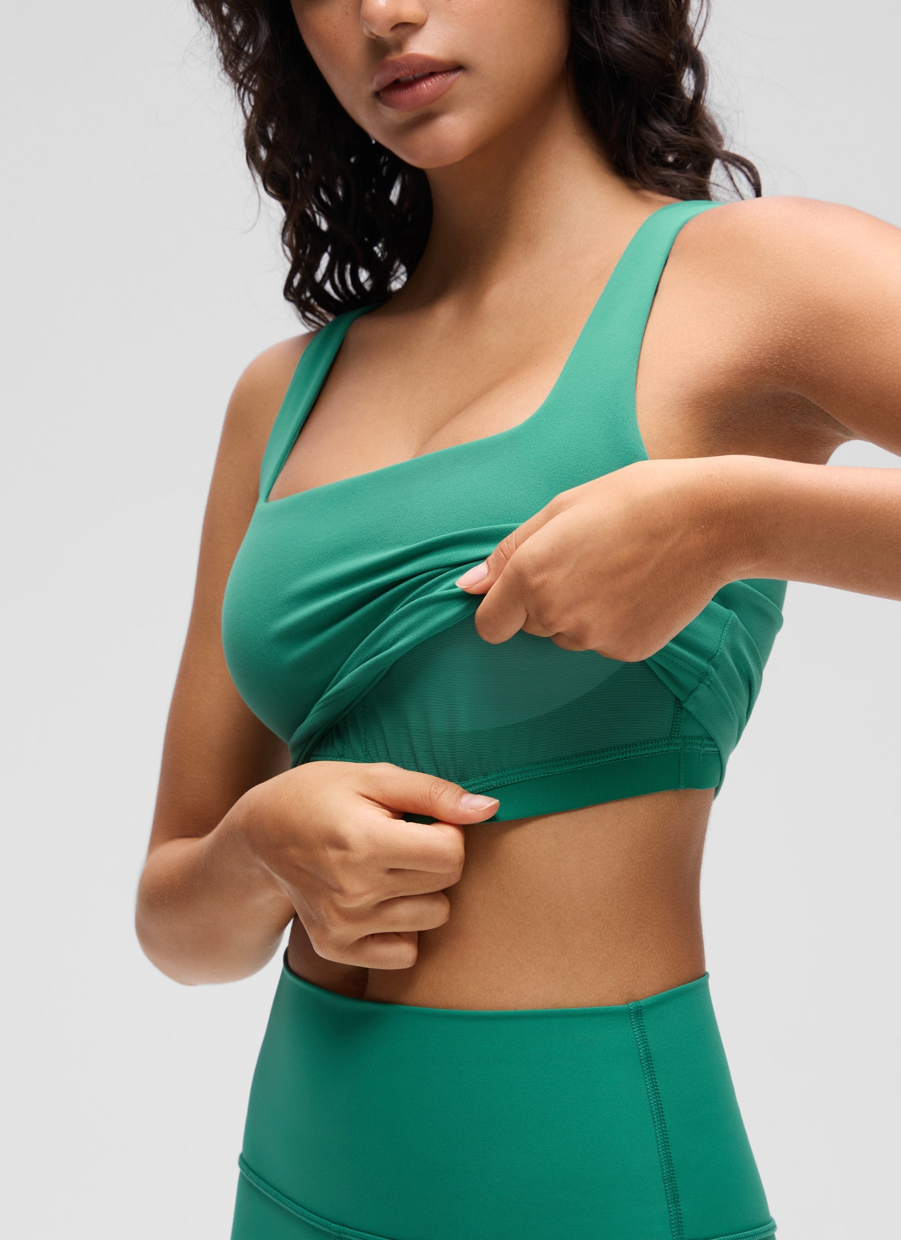 CRZ YOGA Damen Butterluxe Gepolstert Ohne Bügel Sport BH Cascadia Grün