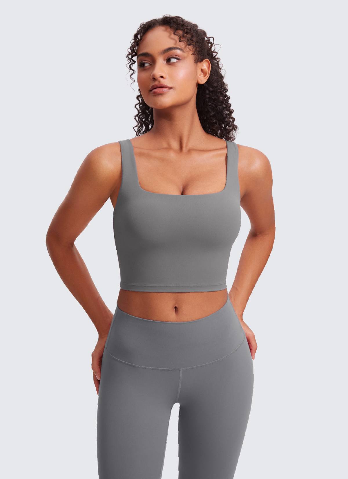 CRZ YOGA Damen Butterluxe Gepolstert Ohne Bügel Sport BH Aschgrau