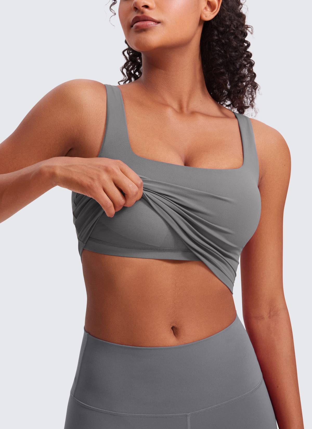 CRZ YOGA Damen Butterluxe Gepolstert Ohne Bügel Sport BH Aschgrau