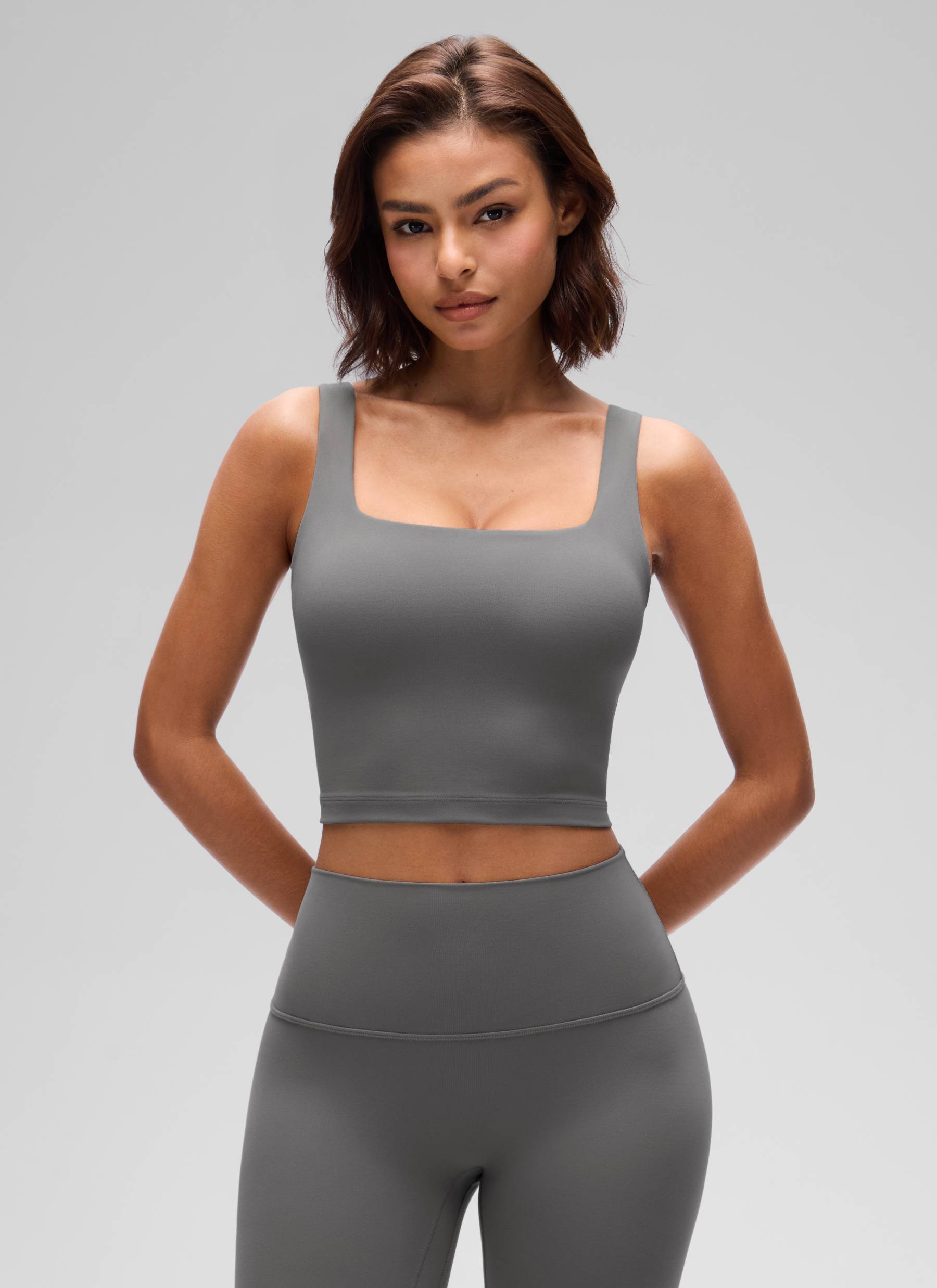 CRZ YOGA Damen Butterluxe Gepolstert Ohne Bügel Sport BH Aschgrau