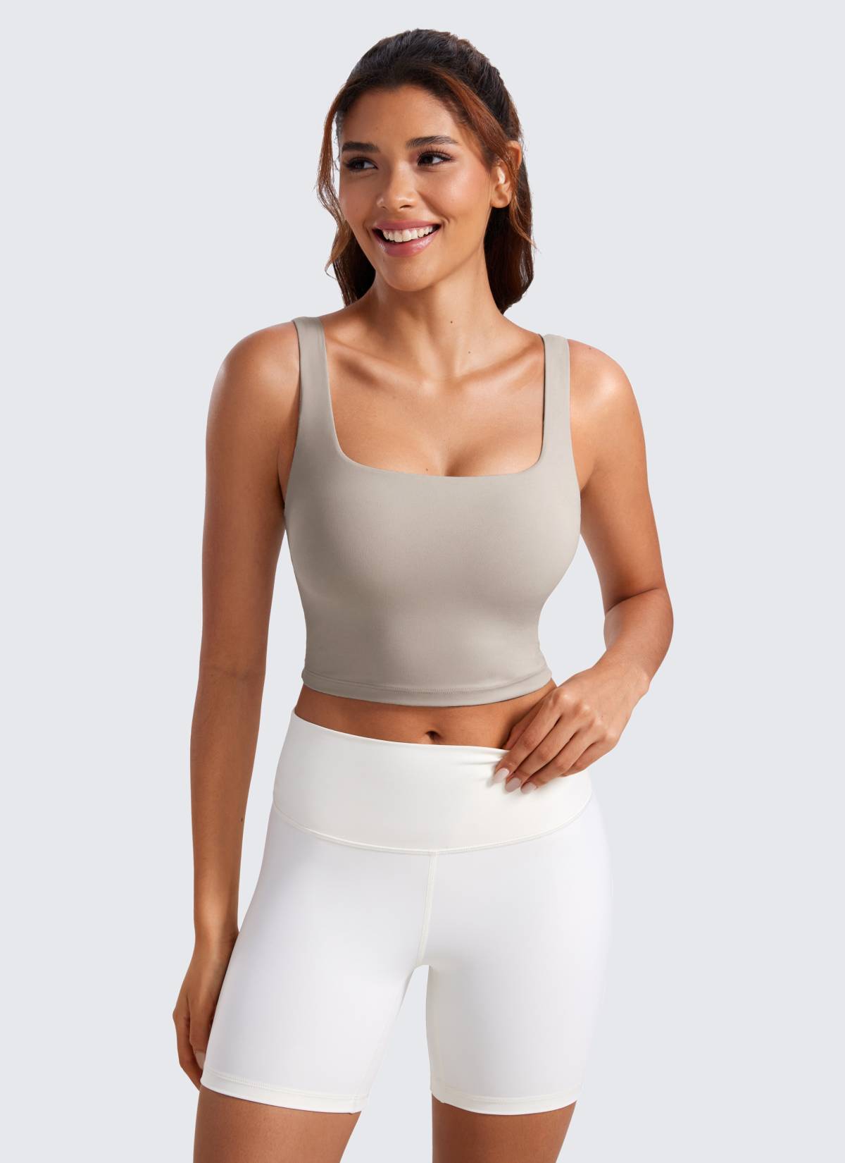 CRZ YOGA Damen Butterluxe Gepolstert Ohne Bügel Sport BH Warmes Aschgrau