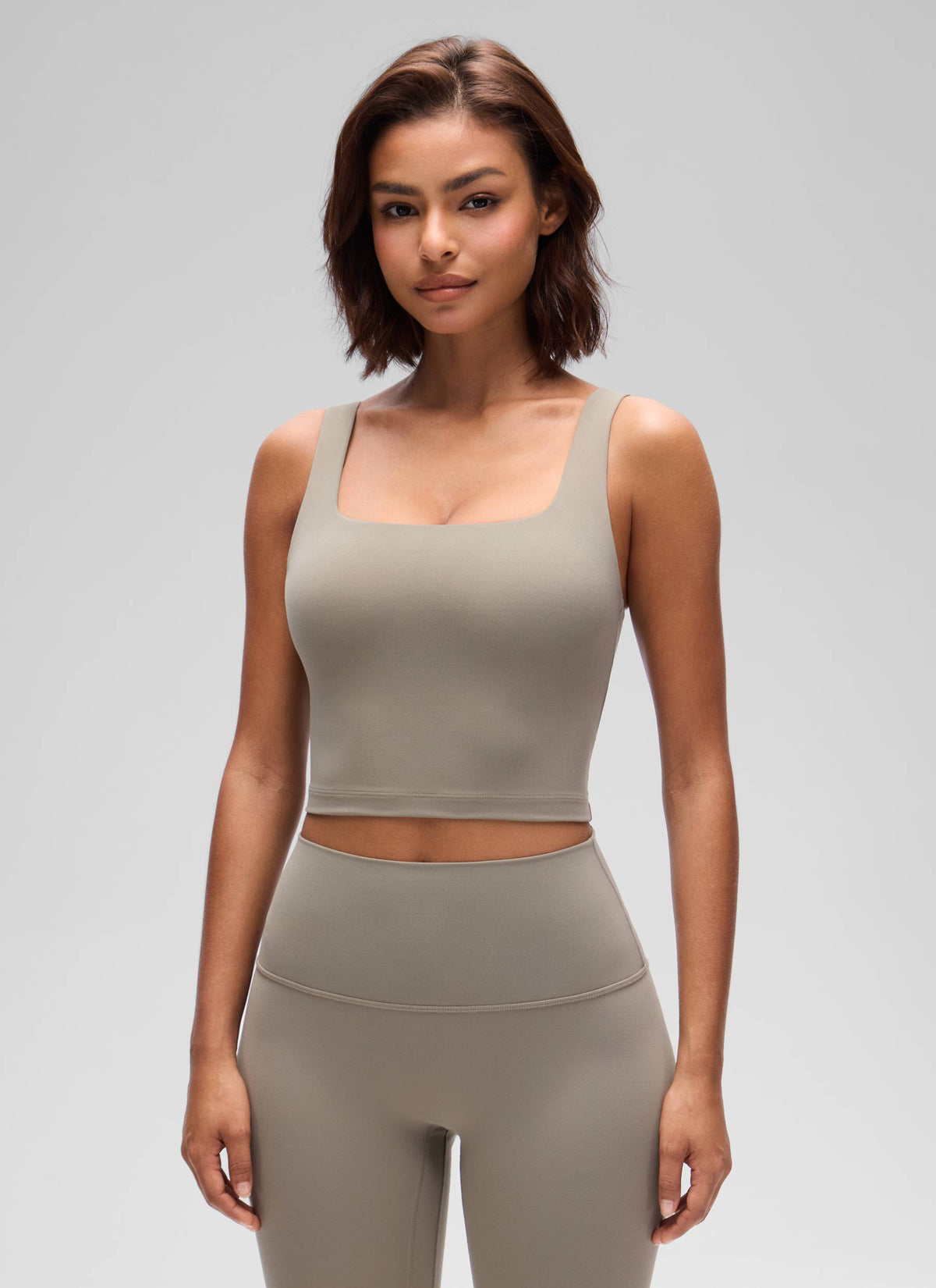CRZ YOGA Damen Butterluxe Gepolstert Ohne Bügel Sport BH Warmes Aschgrau